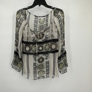 Cache Womens Y2K Babydoll Top Size L Fairy Grunge Sheer Whimsigoth Eclectic